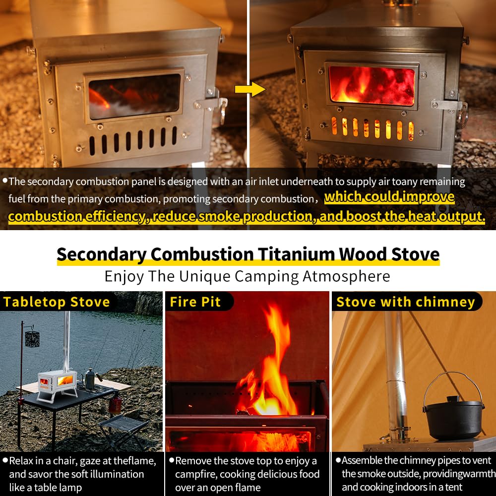 Amazon.co.jp: Soomloom チタン二次燃焼薪ストーブ 'Fiery 3.0